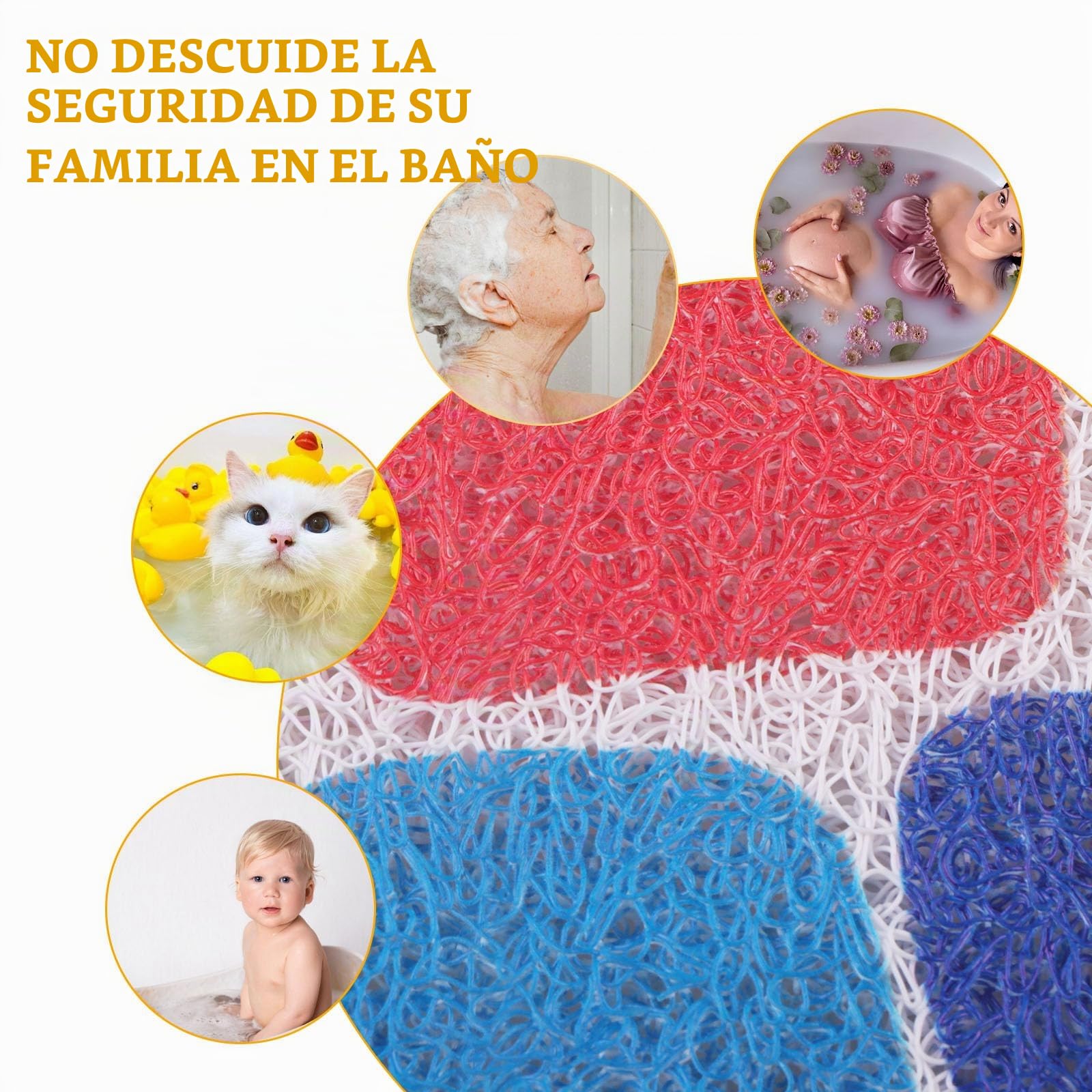 Alfombrilla de ducha antideslizante de 60 x 60 cm, de PVC suave, con orificios de drenaje, de secado rápido, alfombrilla de bañera para zonas húmedas, antideslizante, cómoda y duradera