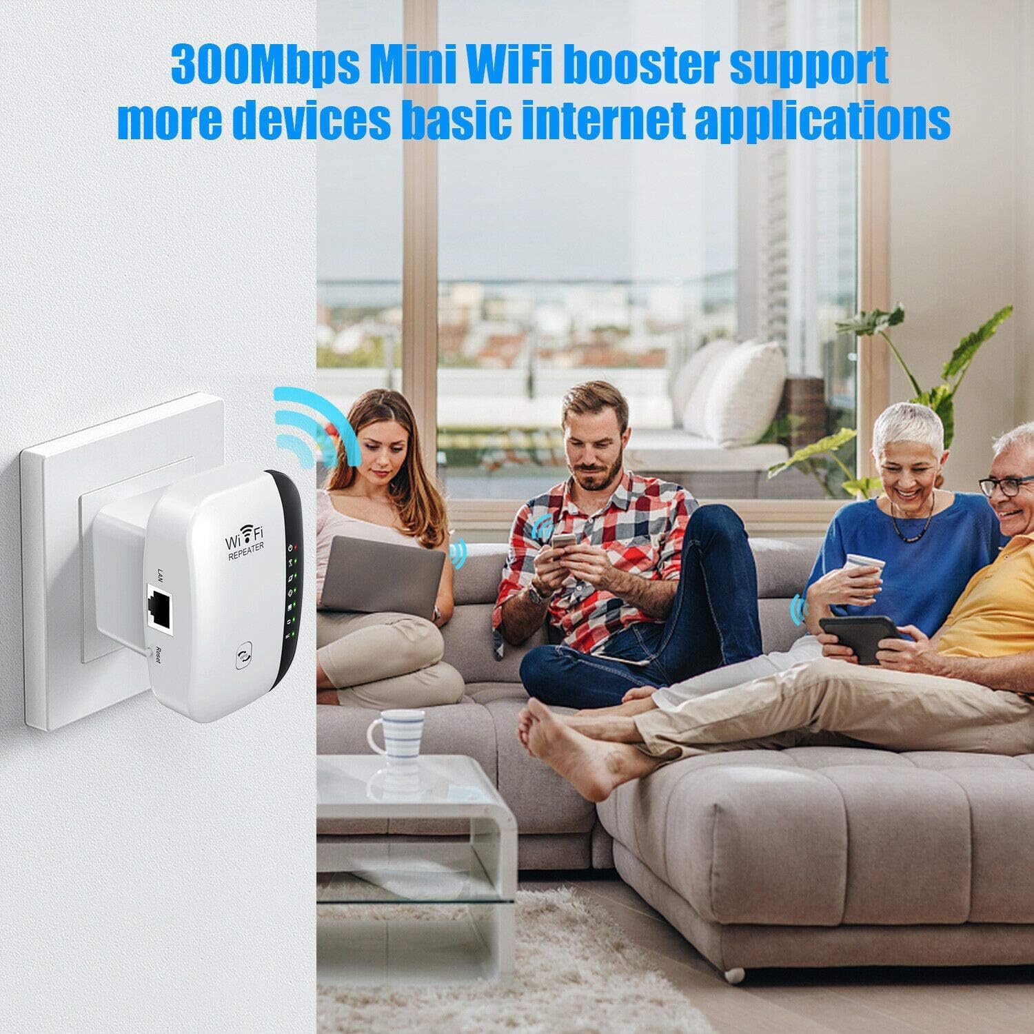 Répéteur WiFi 300 Mbps 2,4 GHz – Extenseur De Signal – Mode Répéteur/AP – Compatible Toutes Box – WPS