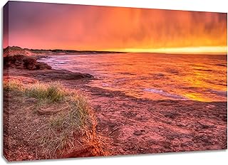 Cavendish Beach Sunset Canvas Wall Art. Prince Edward Island Nature Print. PEI Colourful Photography Print. Available In Various Sizes. (24x40x1.5)