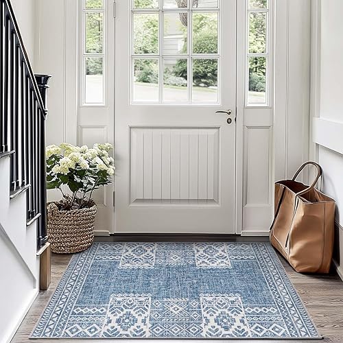Miniatura 1 de jinchan Alfombra bohemia de 3 x 5 pies, alfombra marroquí para exteriores, alfombra de baño, alfombra geométrica bohemia, alfombra de diamante