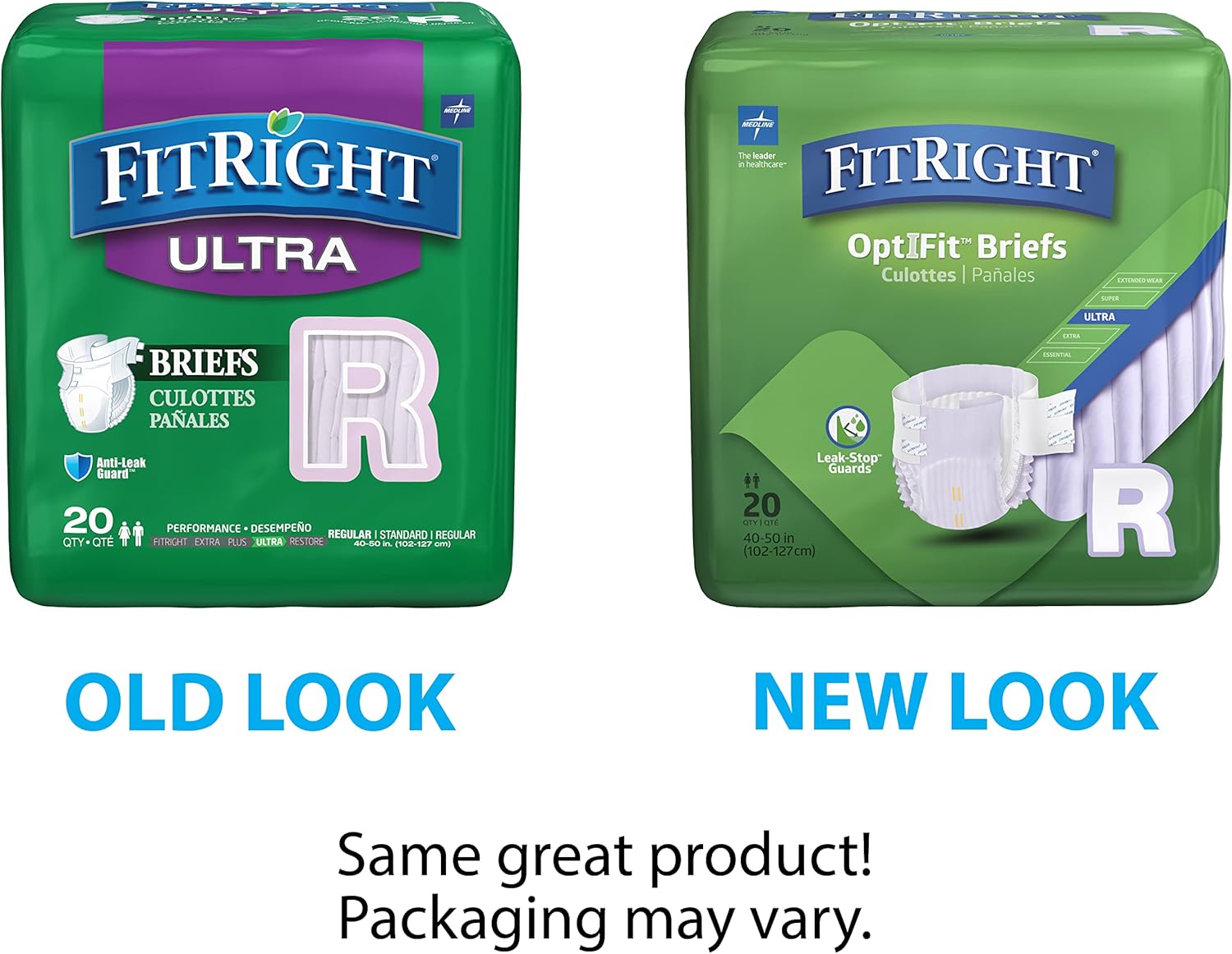 FitRight Ultra Adult Diapers, Disposable Incontinence Briefs with Tabs, Heavy Absorbency, Regular, 40"-50", 4 packs of 20 (80 total) : Everything Else