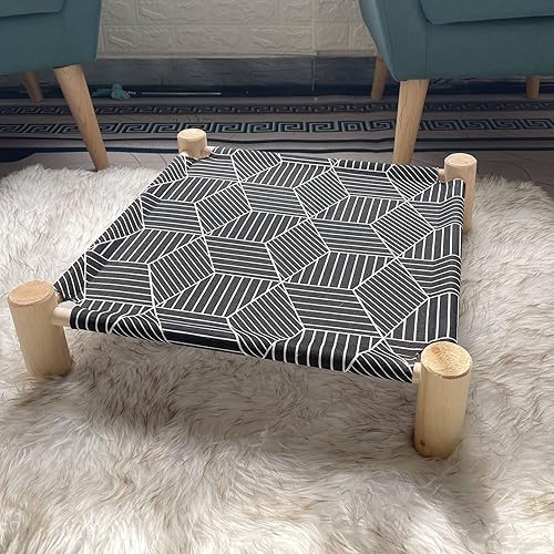Miniatura 3 de Pozico Hamaca Cama para Gatos/Perros, Cama para Gatos, Camas Elevadas de Madera para Perros para Interiores y Exteriores, Catres Elevados para Gatos