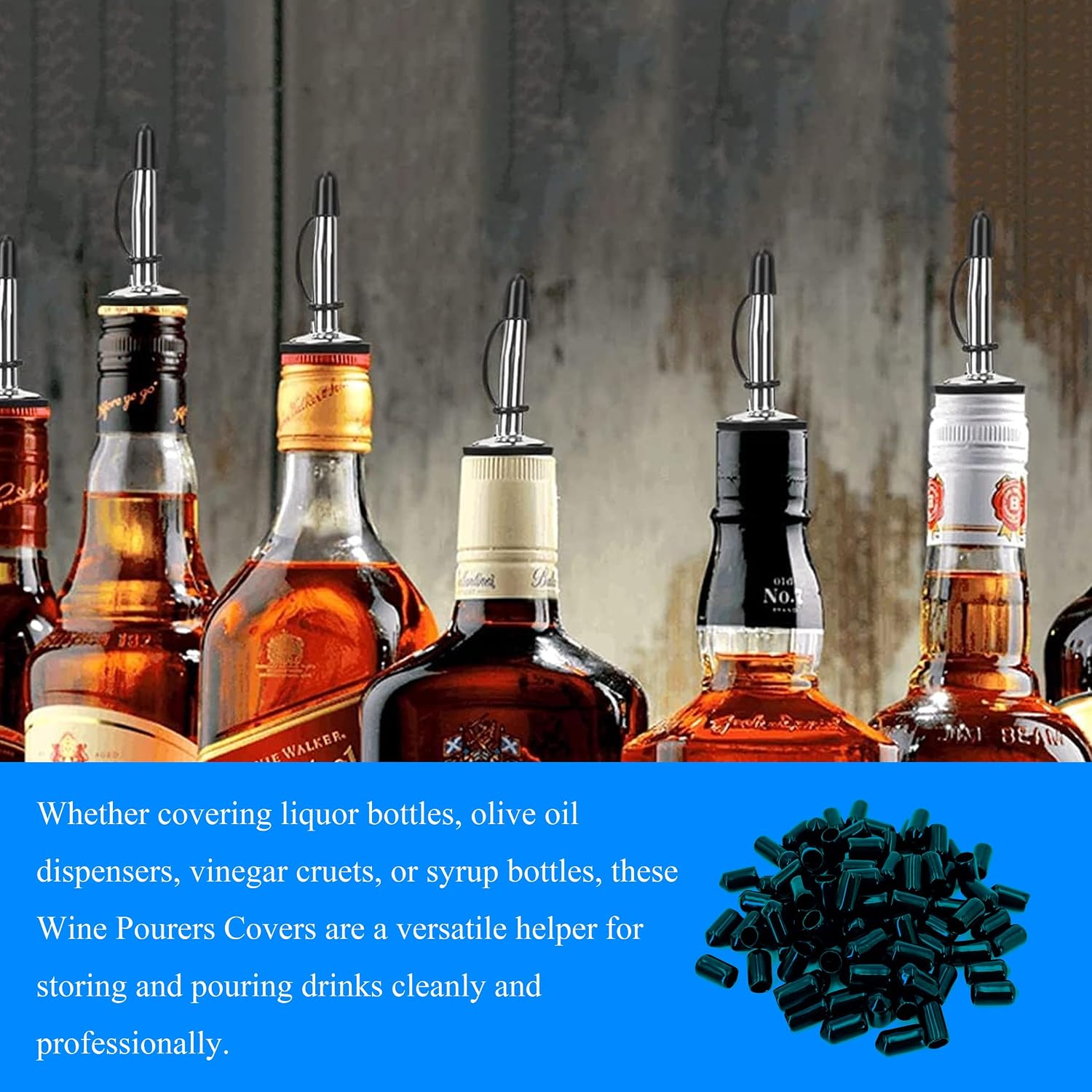 90 Pieces Liquor Pour Spout Covers Pourer Rubber Dust Covers Wine Liquor Bottle Pourer Cover Bottle Dispenser Spout Cover Lexible Sealing for Liquors Olive Oil Bottles(Not Include the Spouts) Black