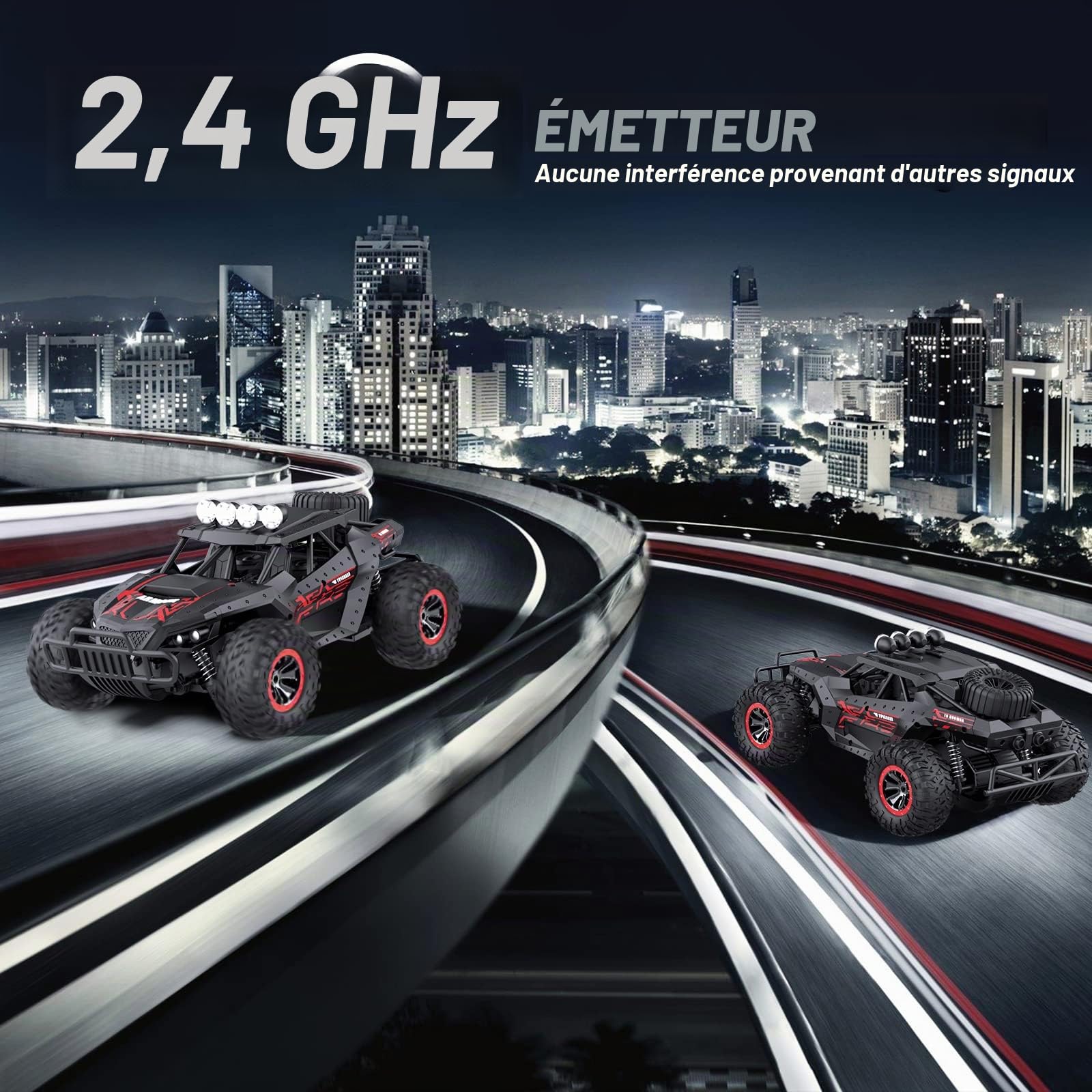 Voiture télécommandée 2,4 GHz Deux Batteries de 70 Minutes | Haute Vitesse Hors Route véhicule 25 KM/H RC Voiture 1:16, Parfait Cadeau pour Les Enfants et Les Adolescents