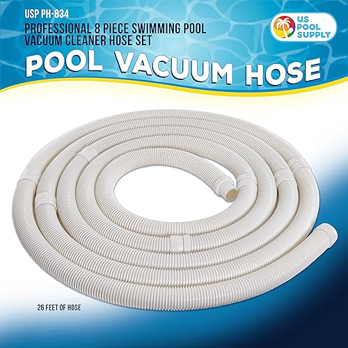 Miniatura 2 de U.S. Pool Supply Manguera para aspiradora de piscina, juego de 8 piezas de manguera de piscina, secciones de conector en espiral flexible blanco de