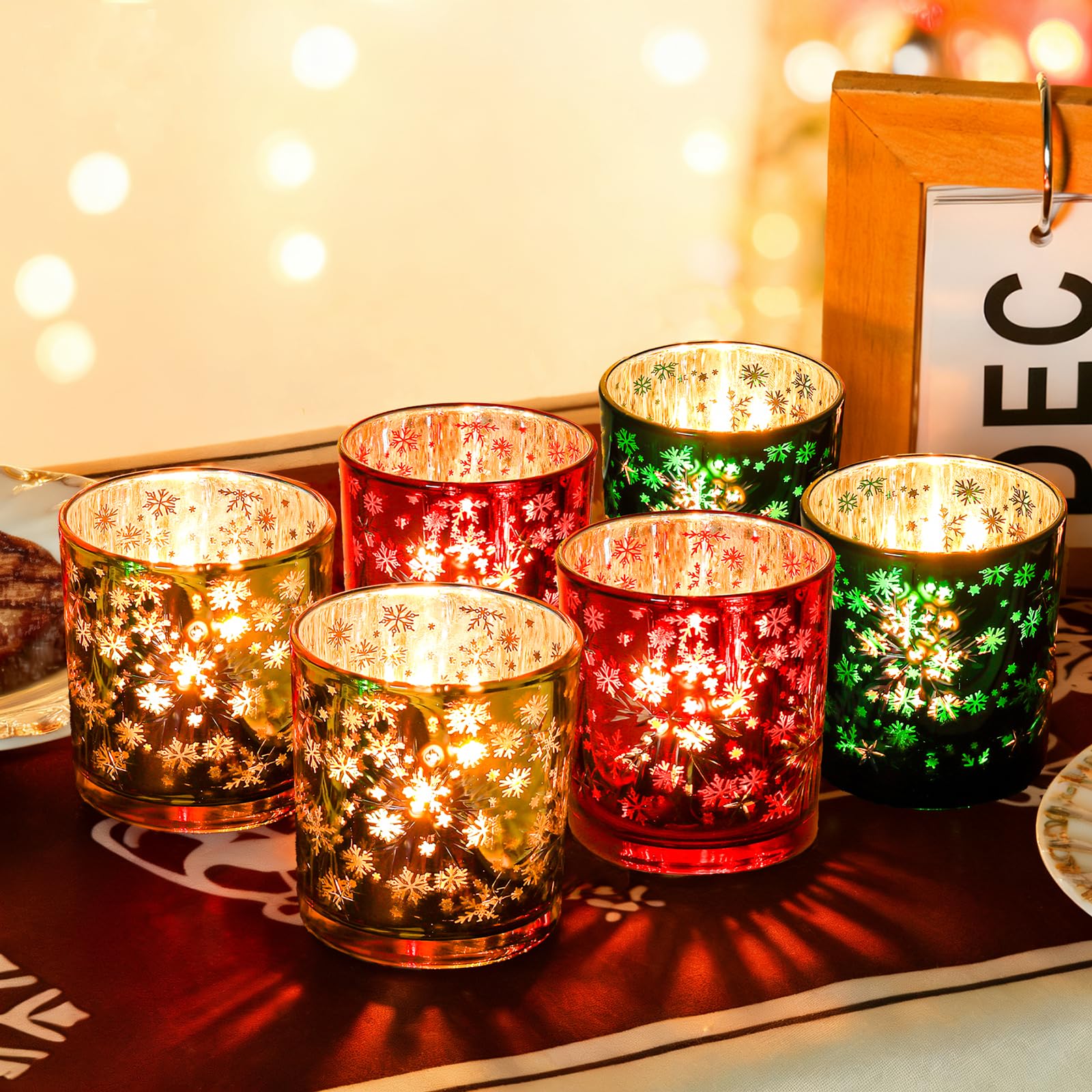 Amazon.com: Christmas Candle Holder,Mercury Glass Tealight Votives