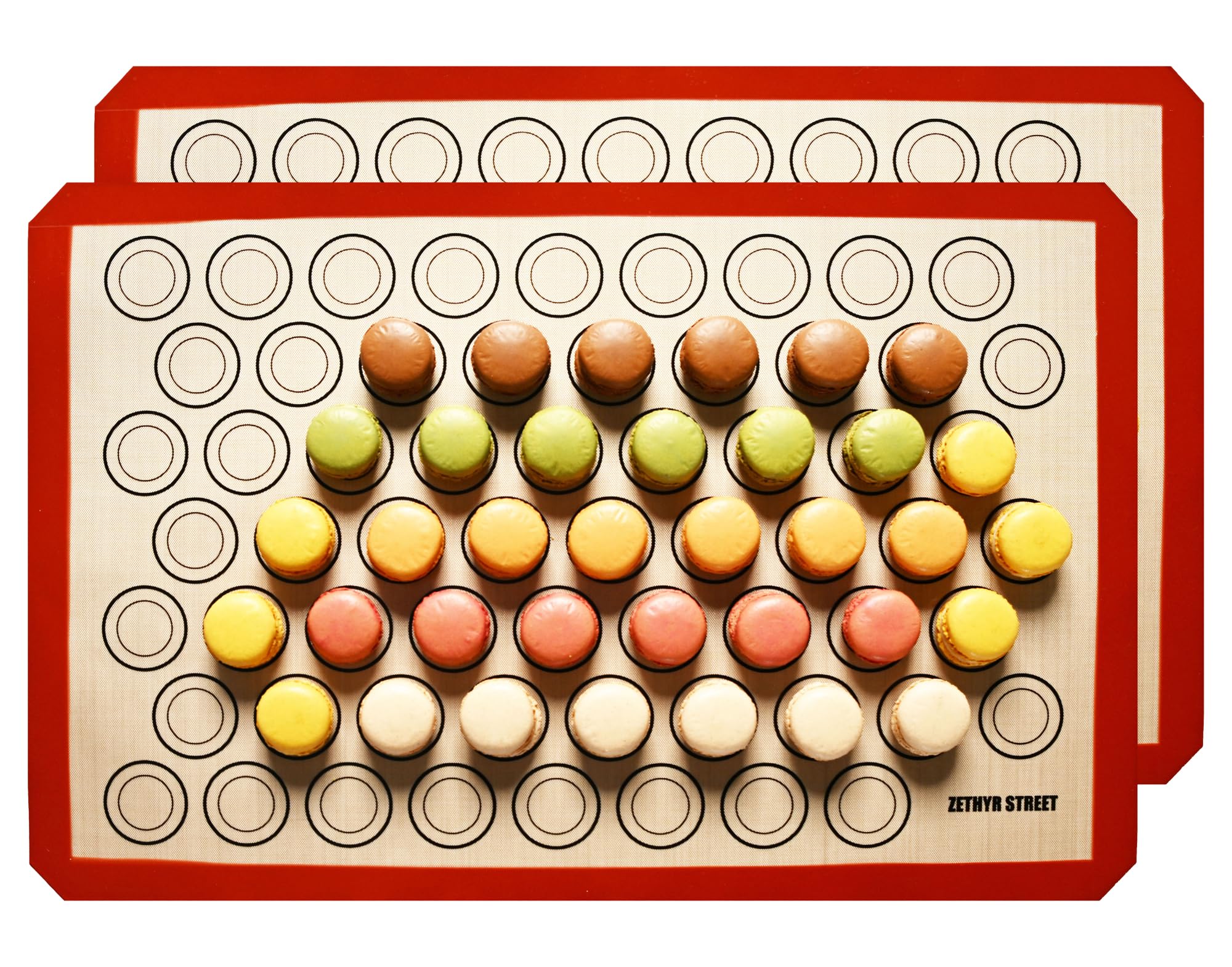 Macaron Silicone Baking Mats - Set of 2 - Full Size - 16 x 24 in (40 x 60 cm), Non-Stick Macaron Mat for Perfect Baking - Dishwasher & Oven Safe,