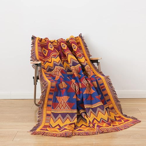 Miniatura 7 de LORRIARD Southwestern Aztec - Manta bohemia para sofá, diseño tribal navajo del suroeste, decoración de pared con flecos bohemios, 50 x 70 pulgadas