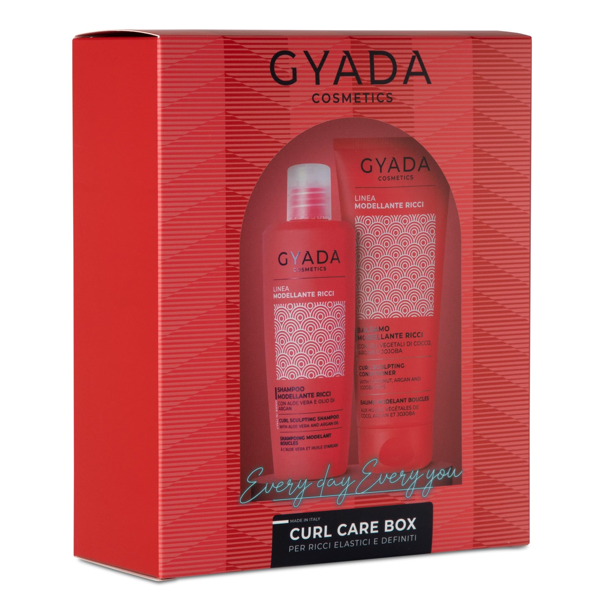 GYADA COSMETICS, COFFRET SOINS DE BOUCLES, Coffret cadeau pour cheveux bouclés, Kit avec shampooing et après-shampoing, 250 ml + 200 ml