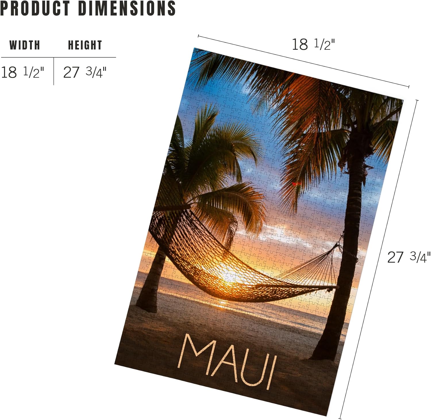 Maui, Hawaii, Hammock and Sunset (1000 Piece Puzzle, Challenging Jigsaw Puzzle for Adults, Made in USA)