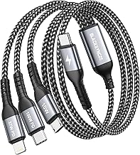 BLACKSYNCZE 100W Câble Chargeur Multi Embout [2M] Cable USB C vers Cable Multi Chargeur avec Micro USB Type C Lightning Câble pour iPhone 16/15/14/13, Samsung Galaxy S24/S23, Pad Pro, Macbook Air