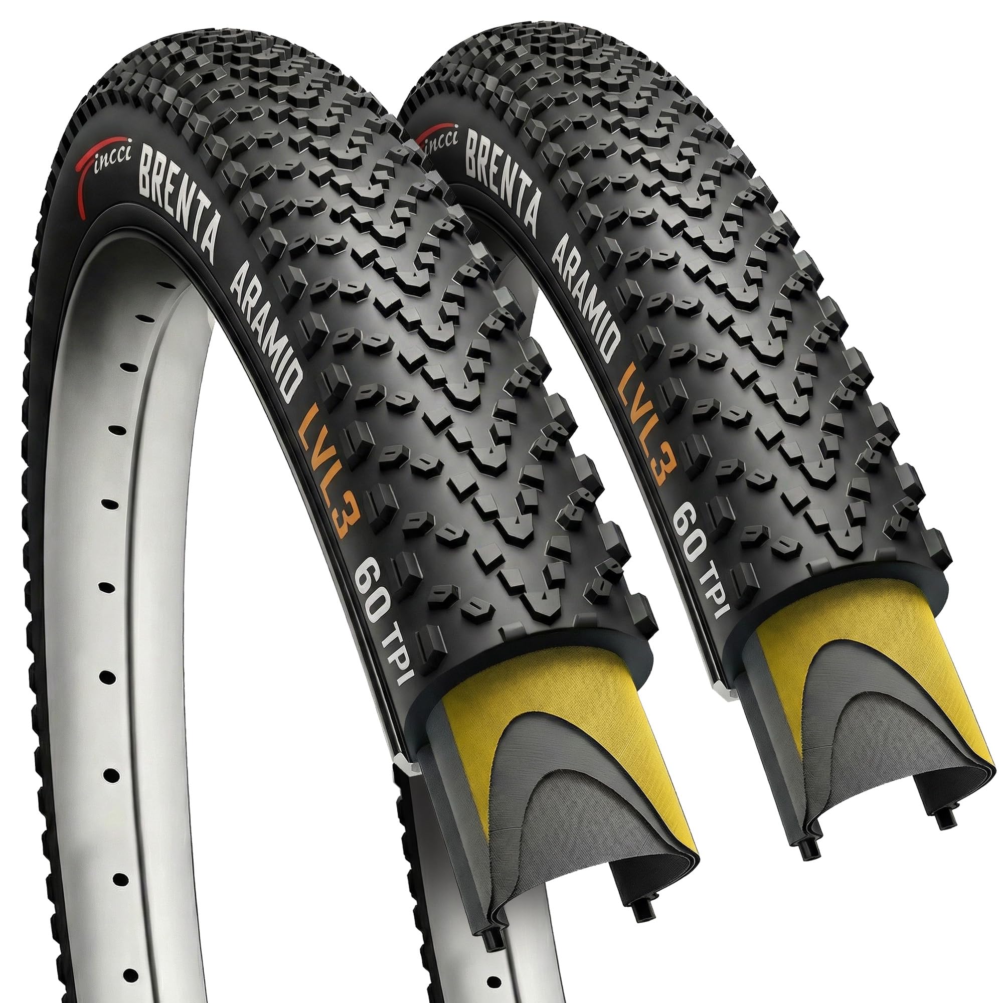 Fincci Durable 650b Tyres - Pair Kevlar Foldable Bike Tyres 650X45B - Lightweight Black Tyre LVL 3 60 TPI for E-Bike, Gravel, Touring, Hybrid Bicycles