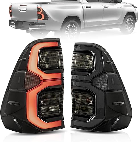 VLAND Conjunto de luces traseras para Toyota Hilux 2015-2020 Base, Chasis, Doble Cab, SR, DLX (no para Tonka), lámpara trasera con DRL, señal de