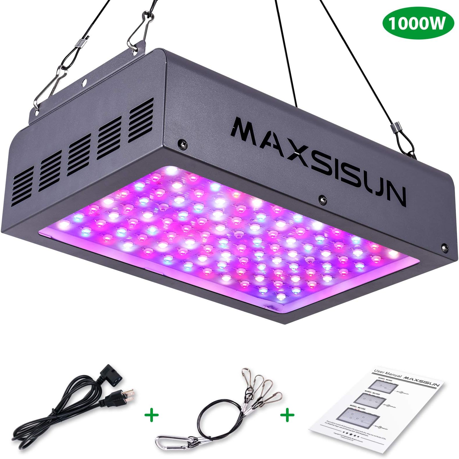 MAXSISUN 1000W LED Grow Light, Full Spectrum LED Grow Lights for Indoor Plants Veg and Bloom, Plant Growing Lamps to Cover a 2.2x2.2ft Flowering Space (100pcs 10W Double Chips)