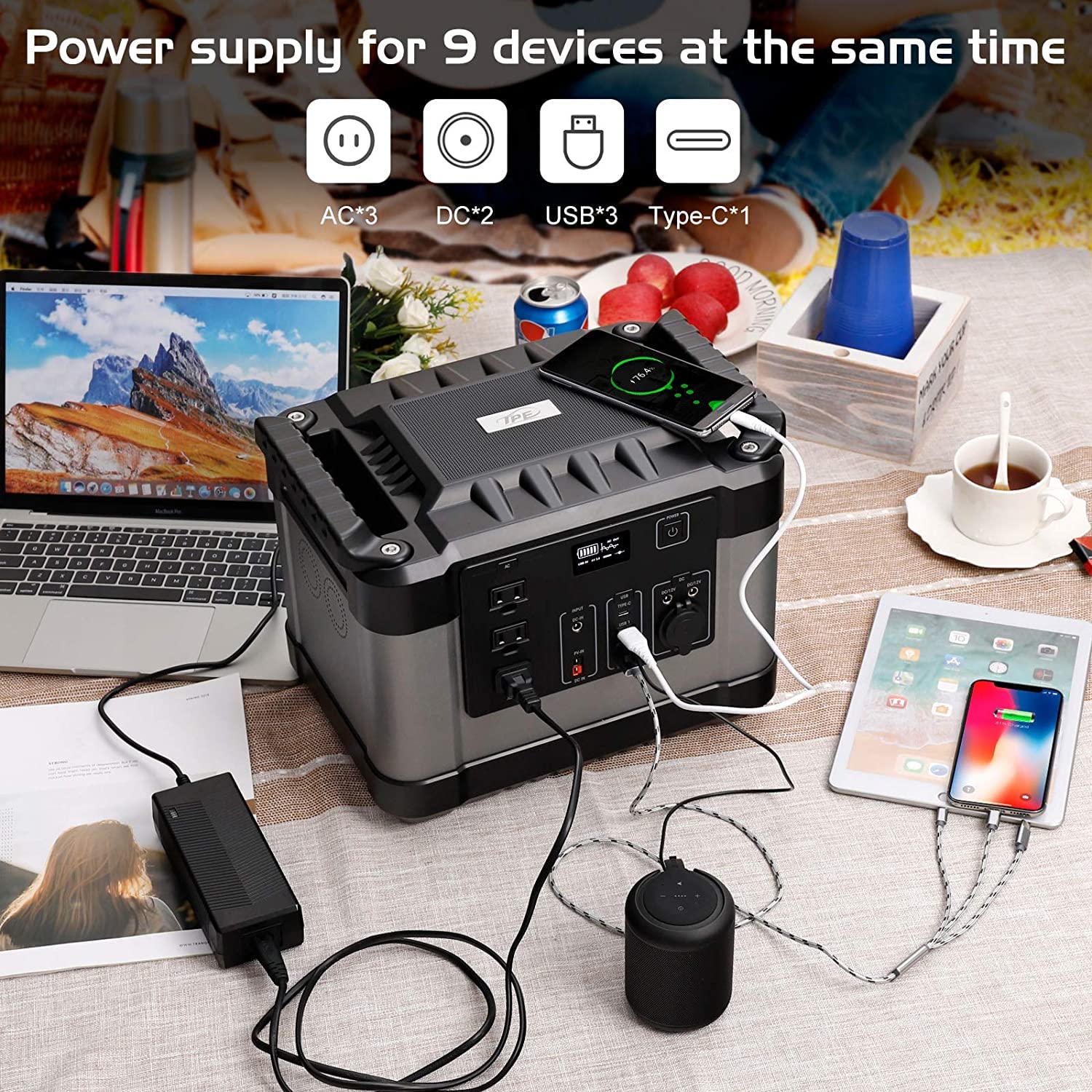 Generador de Gasolina, estación de energía portátil, generador Solar de 1000 W con batería de Litio para Exteriores y Camping, Sistema de Respaldo de Emergencia.