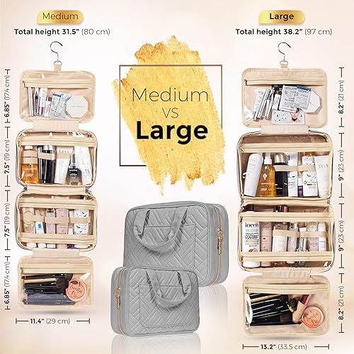 Miniatura 10 de BOACAY Neceser de viaje colgante para mujer, bolsa de maquillaje, organizador de ducha, (M) Verde Oliva - Interior Oscuro, Neceser