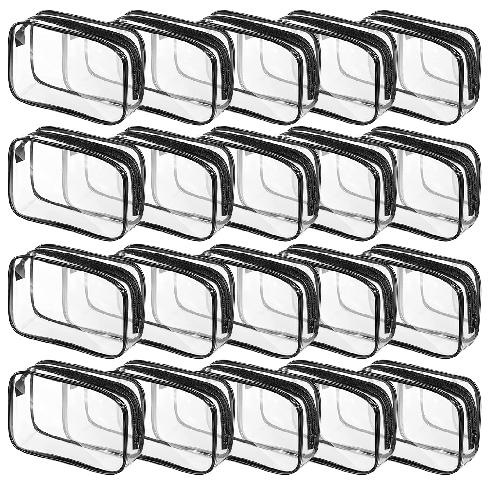 Photo 1 of 20 Packs Clear Cosmetics Bags for Women Men Waterproof Toiletry Bags PVC Makeup Bags Organizer Case with Zipper for Travel Bathroom (Black)