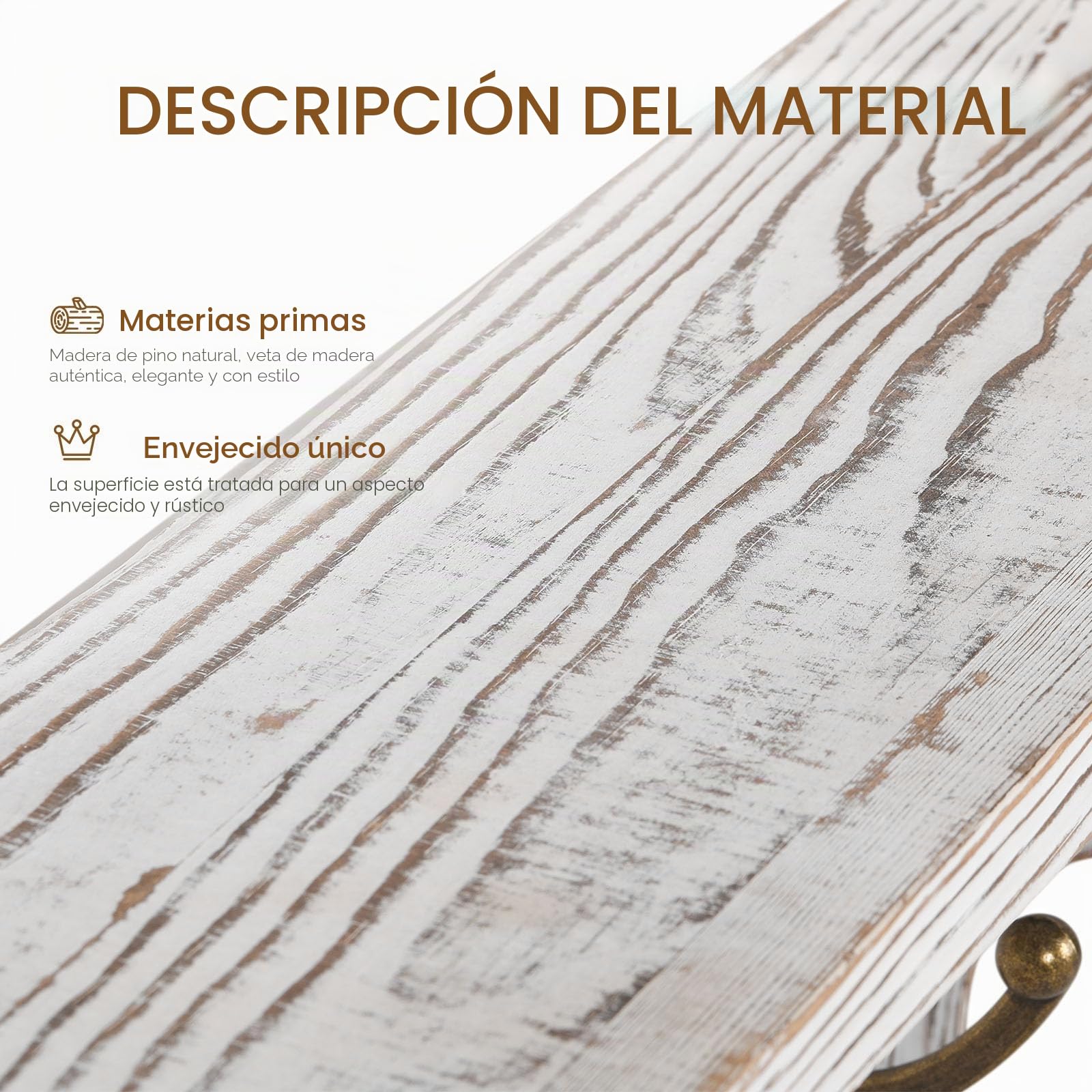 Bekrvio Perchero de pared con estante, estantería de entrada de madera rústica con 8 ganchos para ropa, estilo rústico, colgador de pared flotante (90 cm de largo)