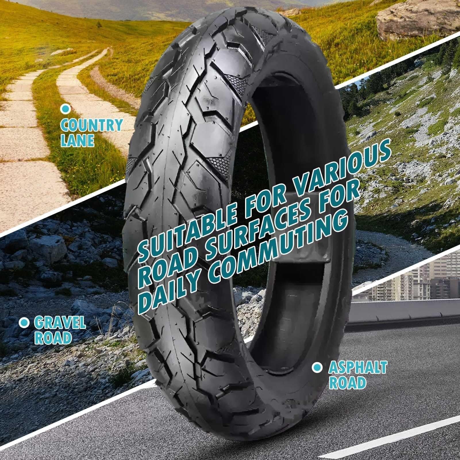 90/80-12 Opona Drogowa do Hulajnogi, 90 80 12 Opony Bezdętkowe z 4 Bieżnikami Przeciwpślizgowe Odporna na Zużycie 50J 250 kPa 190 kg Zamienna Czarna(Street Tread)