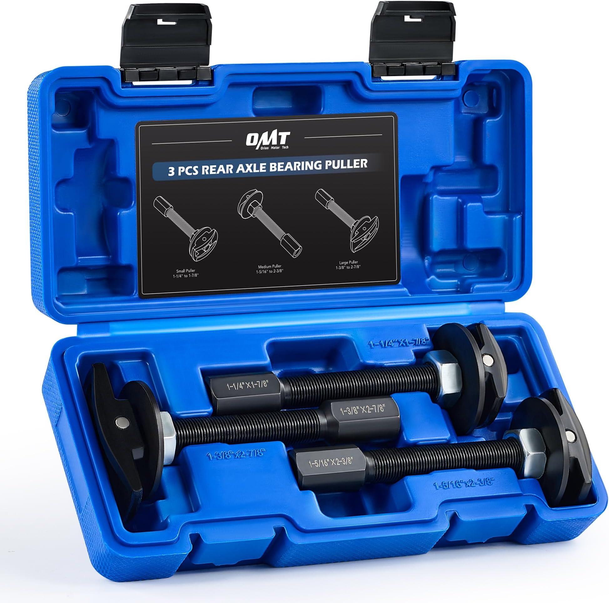 Rear Axle Bearing Puller Tool Set, Rear Axle Bearing Remover Set, Rear Axle Bearing Removal Tool Kit with 3 Sizes 1-1/4 to 1-7/8, 1-5/16 to 2-3/8, & 1-3/8 to 2-7/8