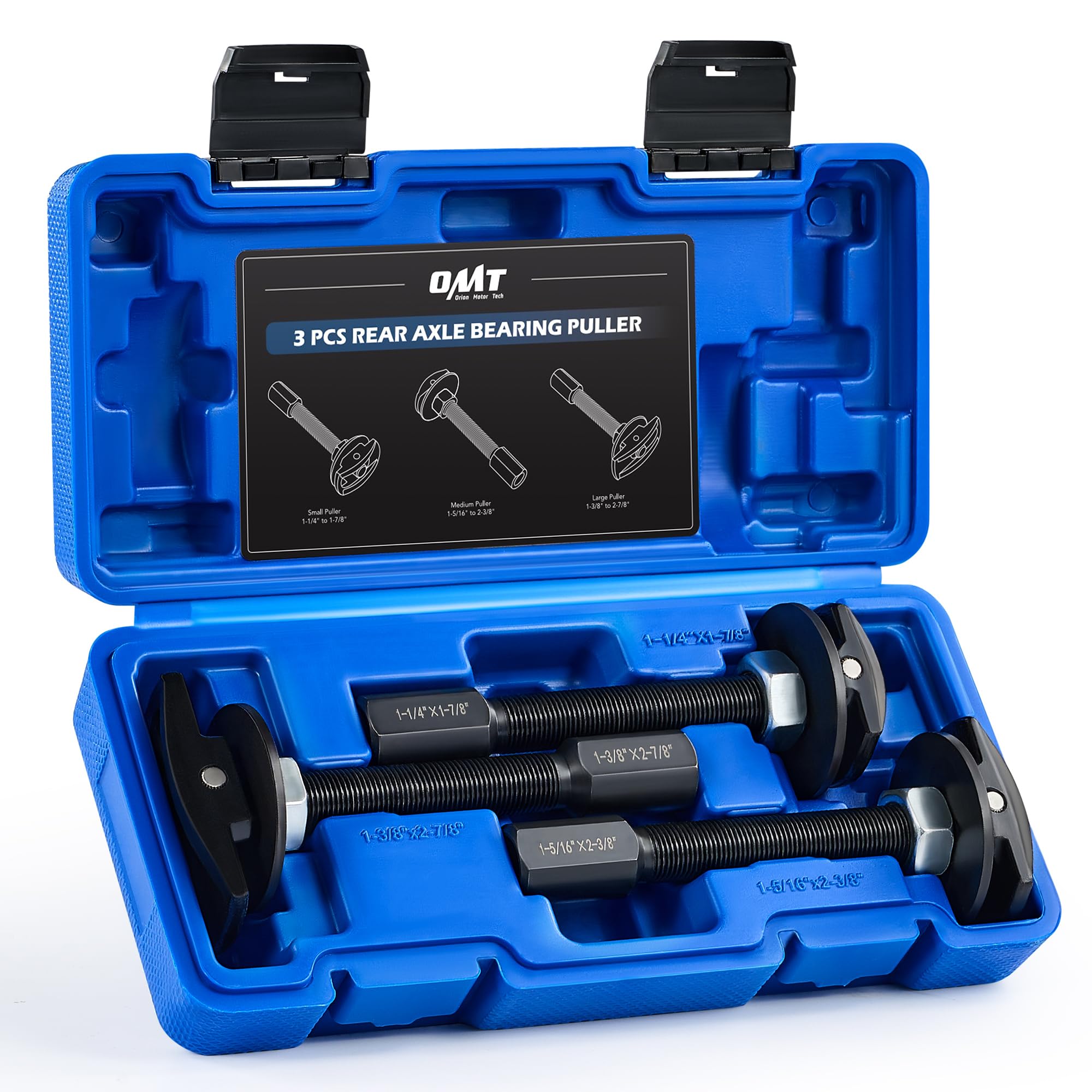 Orion Motor Tech Rear Axle Bearing Puller Tool Set, Rear Axle Bearing Remover Set, Rear Axle Bearing Removal Tool Kit with 3 Sizes 1 to 1-7/8, 1-5/16 to 2-3/8, & 1-3/8 to 2-7/8