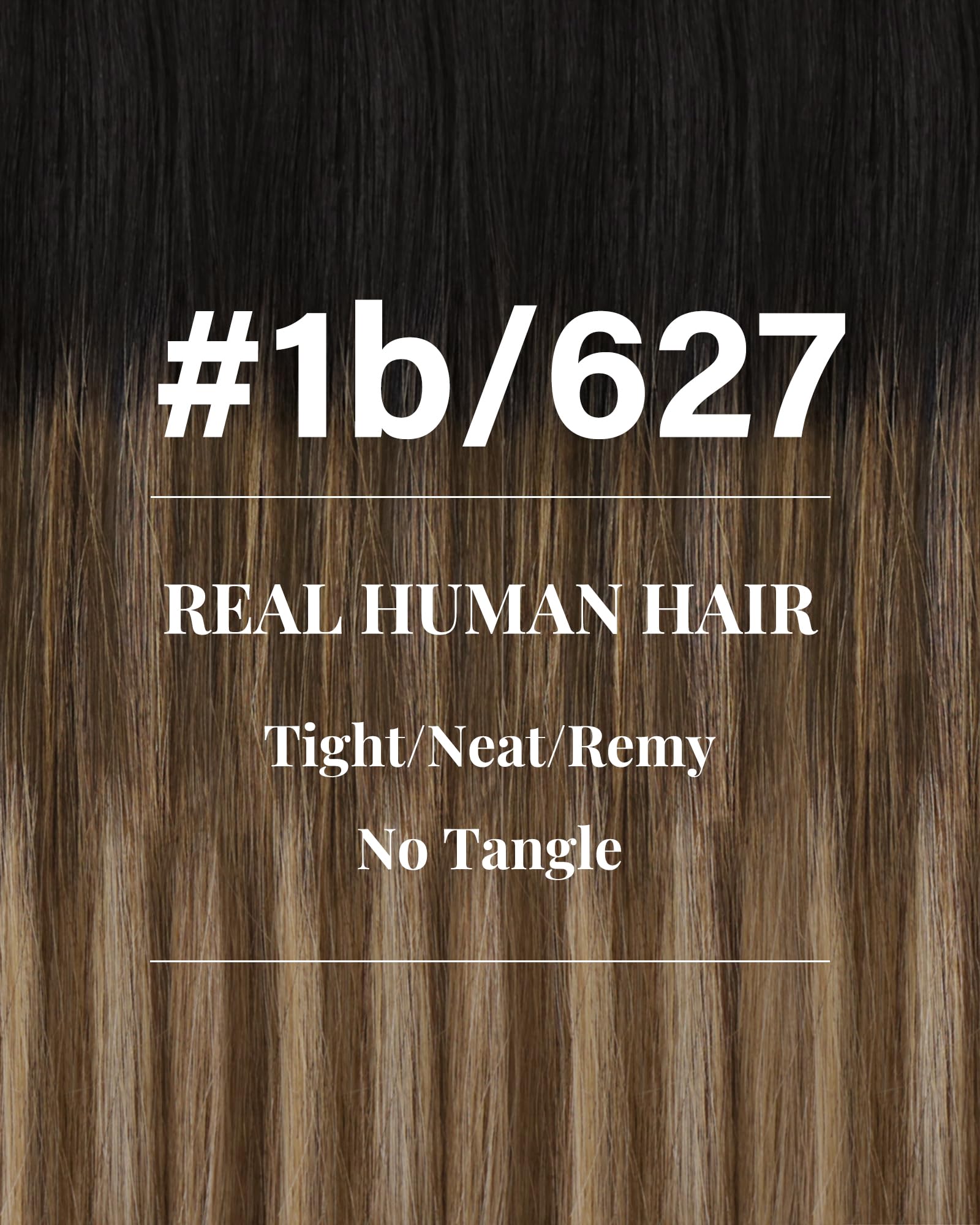 Hetto Weft Hair Extensions Real Human Hair 18 Inch 100g Balayage Black to Brown Mix Blonde - Image 3