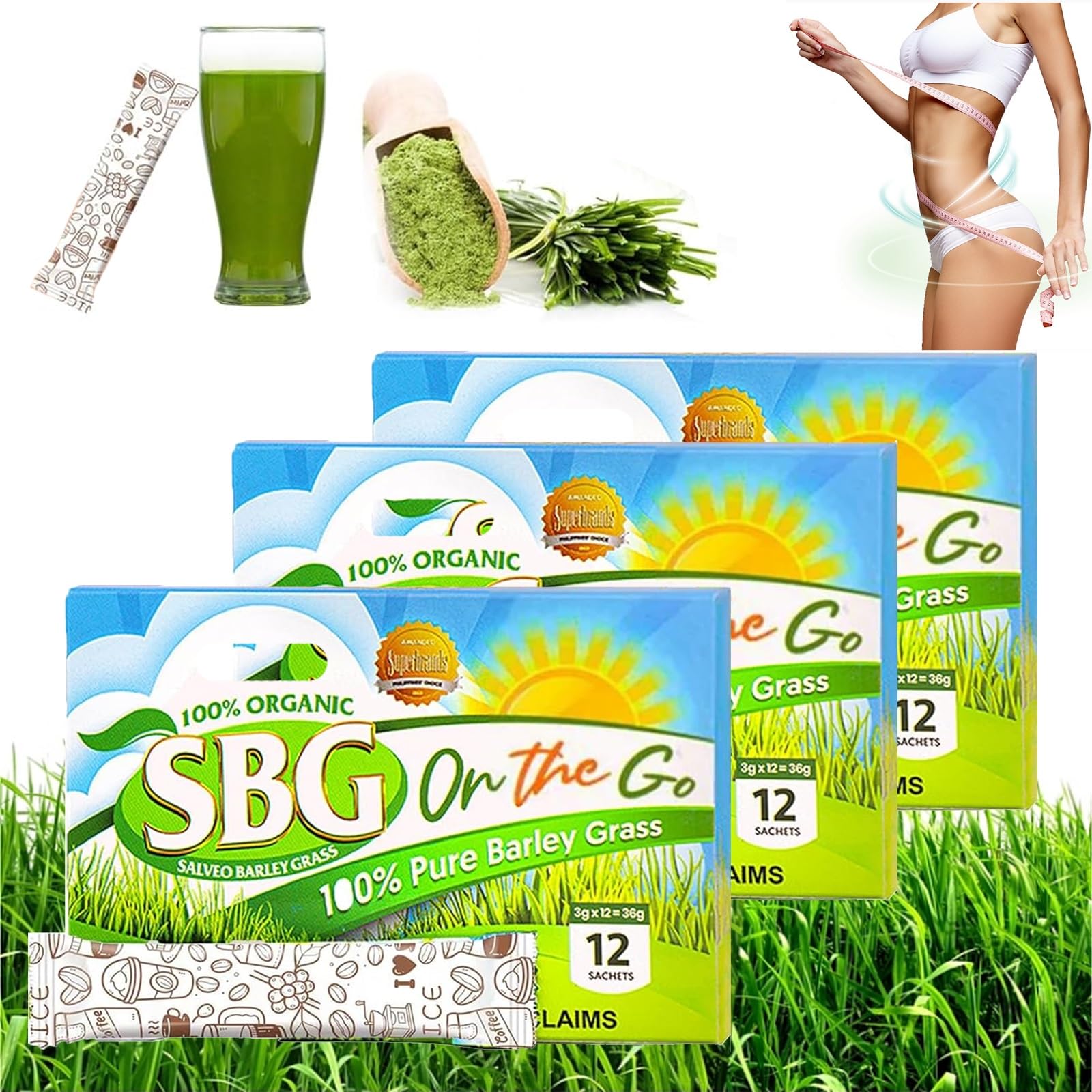 Sbg Salveo Barley Grass - 2024 New Salveo Barley Grass Powder, 100% Pure and Organic Sbg Barley Grass Juice Powder, Salveo Well Organic Barley Grass Juice Powder, Boost Your Health Naturally(3pcs)