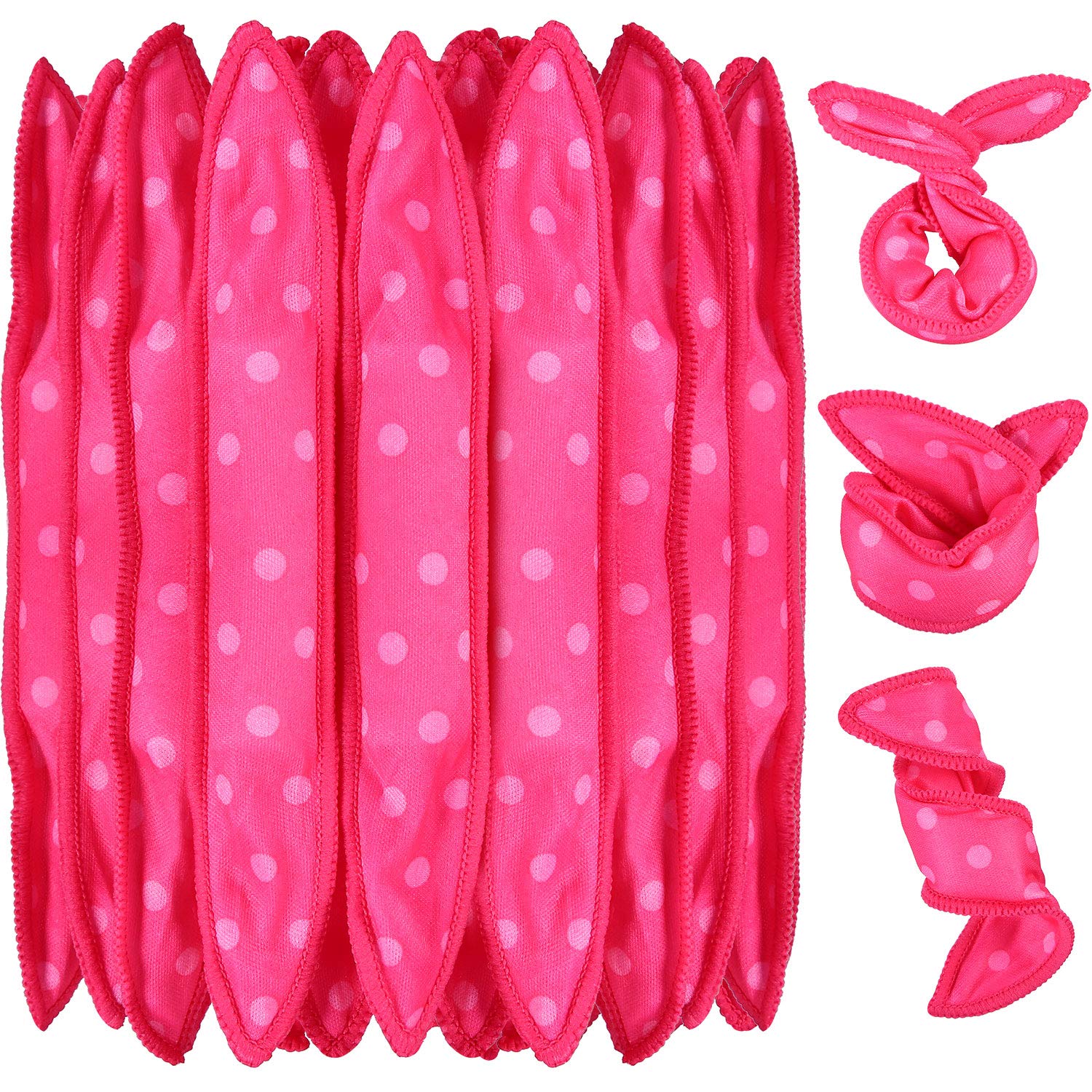 Bememo 40 Pieces Soft Curlers Hair Rollers Overnight Heatless Pillow Rollers for Hair Satin Sponge Curlers to Sleep in No Heat for Long Short Styling Tools(Rose Red)