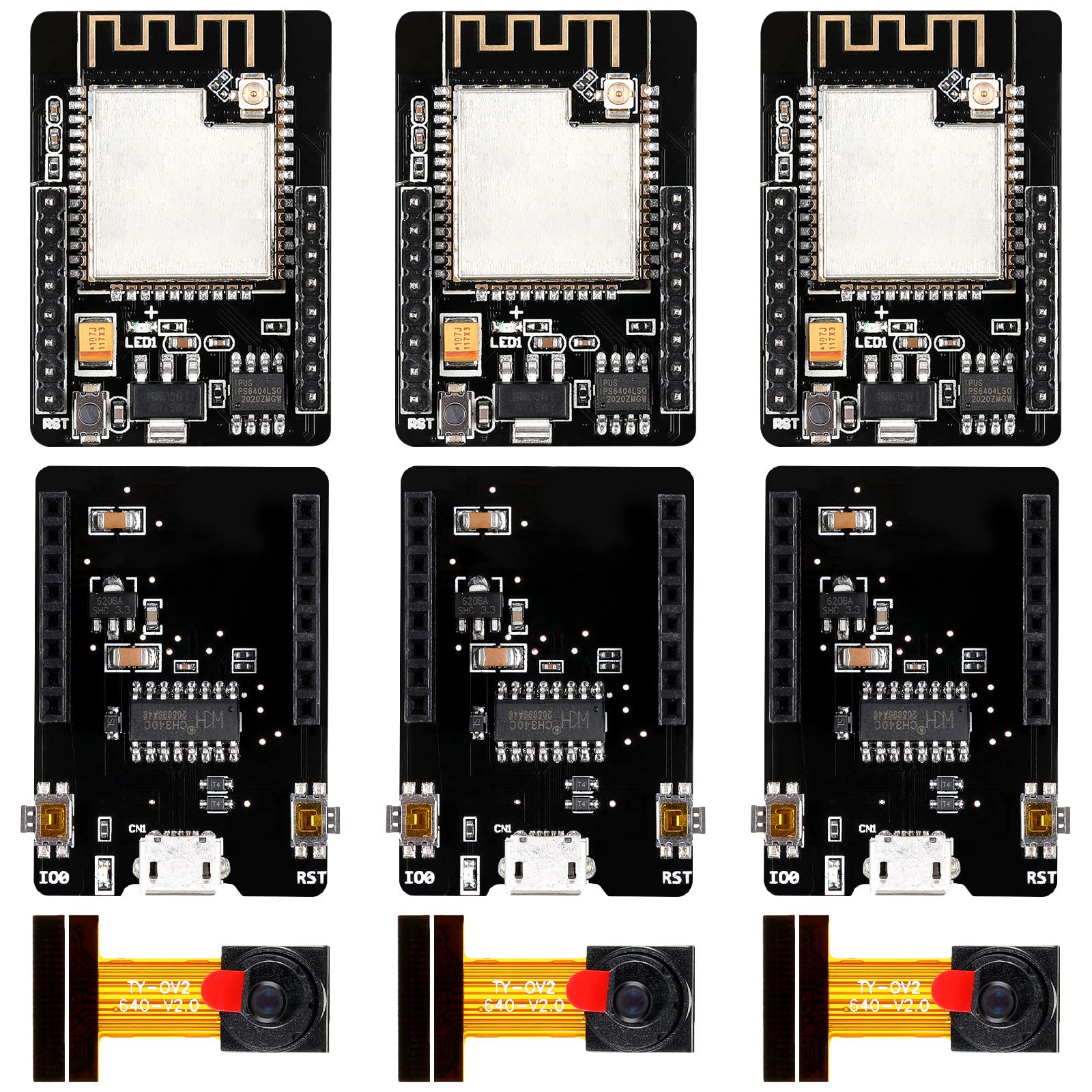 Frienda 3 Pieces ESP32-CAM Compatible with WiFi Board ESP32-CAM-MB Micro USB to Serial Port CH340G with OV2640 2MP Camera Module Development Board Compatible with Arduino IDE Arduino Raspberry Pi