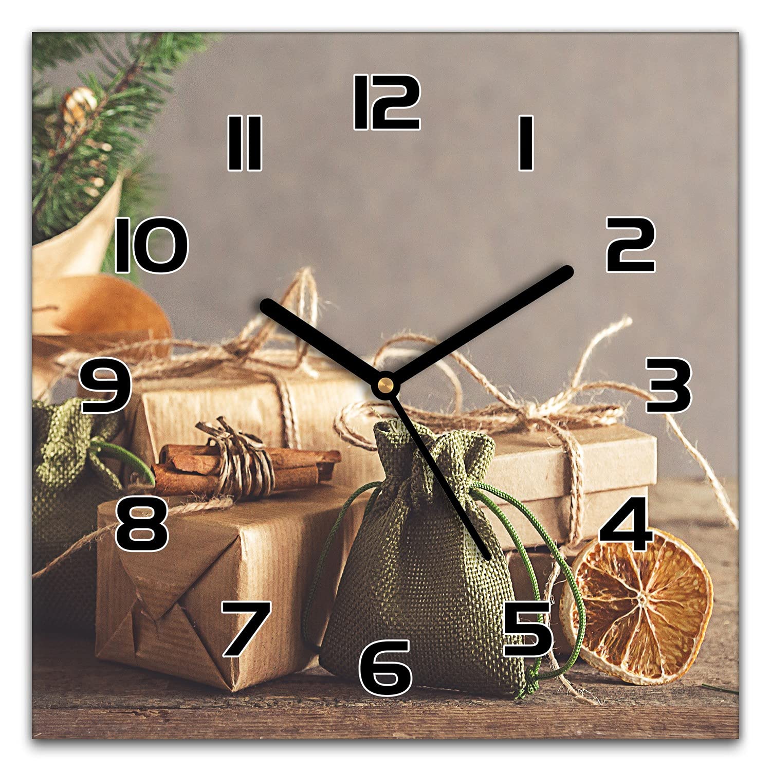 Cadeaux de Noël Cinnamon : découvrez l'horloge murale Coloray 30x30 cm en verre pour le salon