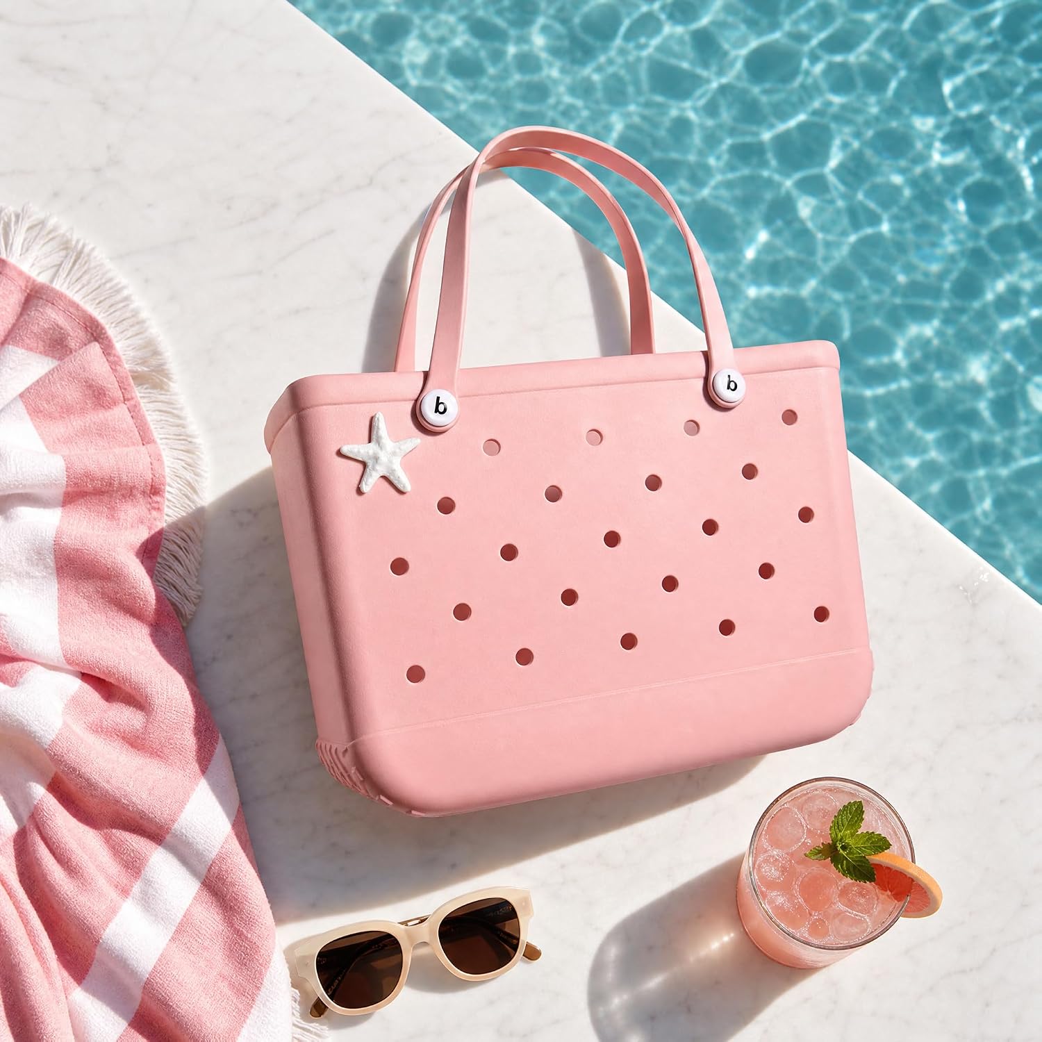 Starfish Style Sea Charm Accessory for Bogg Bag,2.5inch / 6.3cm Insert Resin Decoration Attachment for Rubber Beach Tote(White) image 4