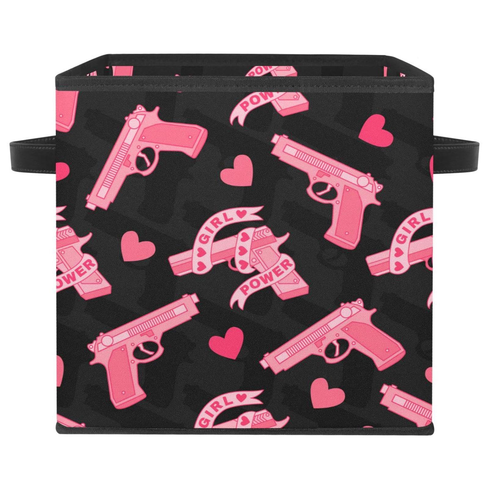 Panier de rangement en tissu stop au désordre de la maison bac cube rose à poignées
