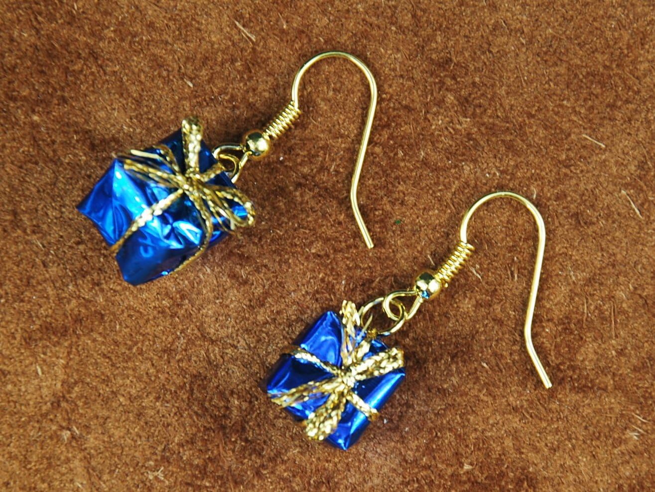 Gift Earrings Miniblings Gifts Christmas Parcel Packages Presetns Blue