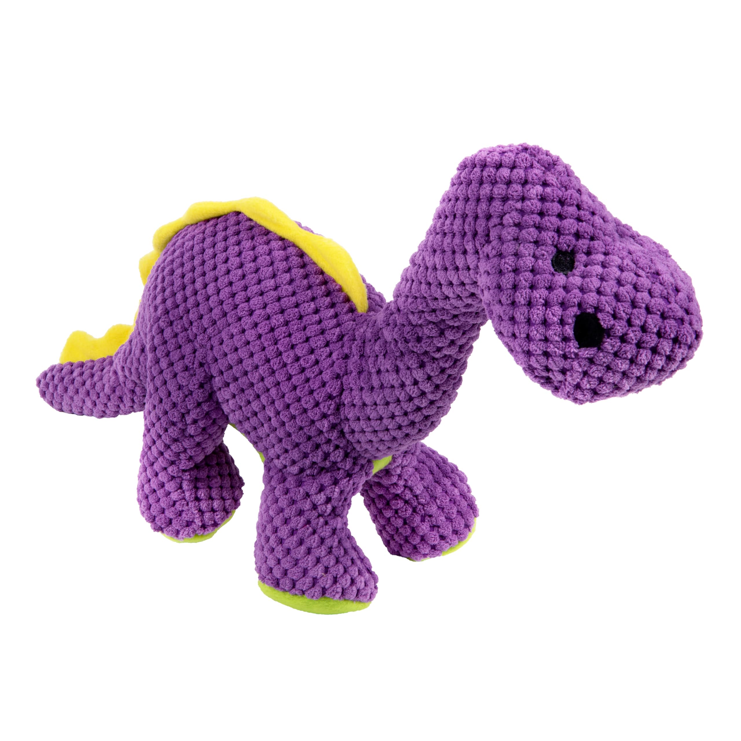goDog Dinos Bruto Checkers Tough Plush Toy with Chew Guard Technology, Durable Checkered Fabric &amp; Squeaker for Active Play, Purple, Large