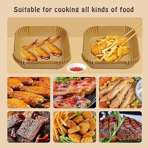 Miniatura 5 de Forros desechables para freidora de aire COSORI de 6 cuartos de galón, 100 piezas de papel pergamino sin blanquear de 7.9 pulgadas, papel pergamino