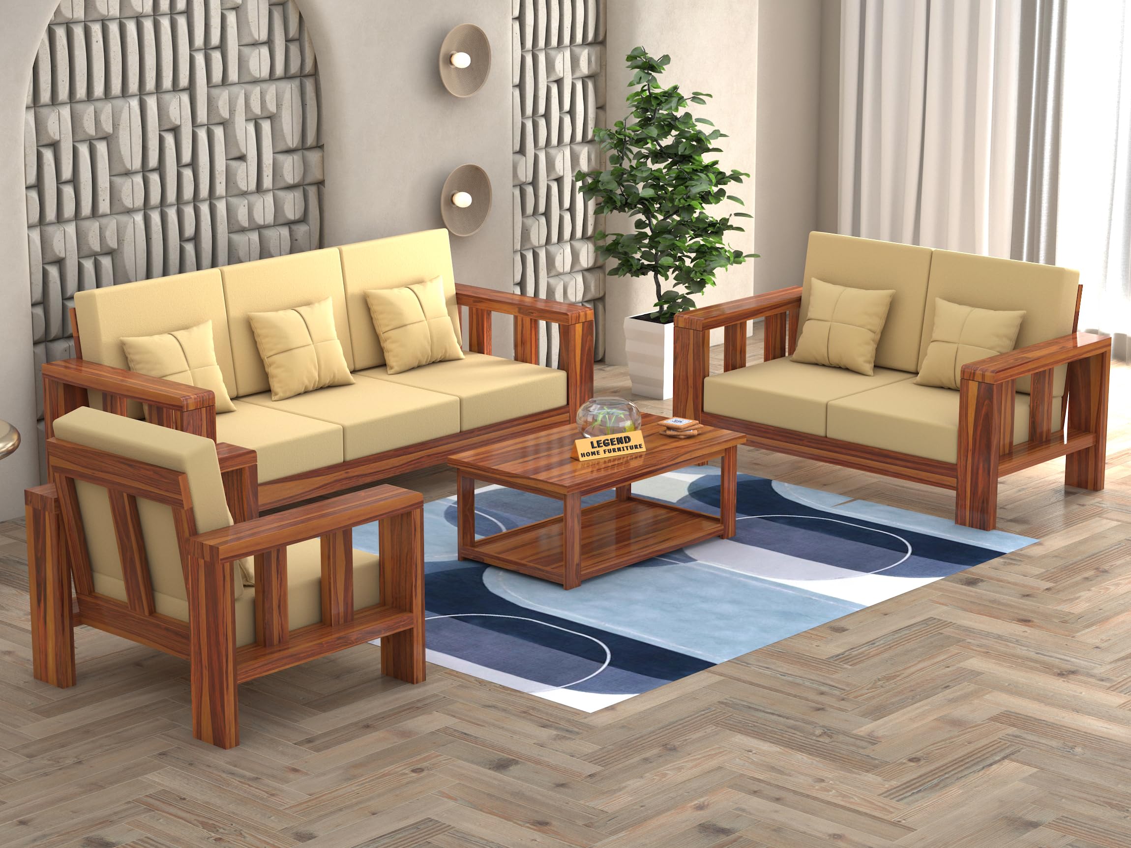 Legend Home Furniture Sheesham Wooden Seater Sofa Set Living