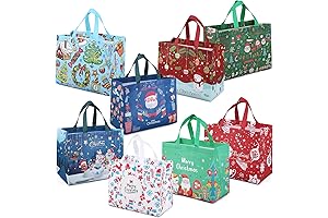 PARSUP Christmas Gift Bags, 8PCS Multifunctional Non-Woven Stocking Bags with Handles, Xmas Treat Bags