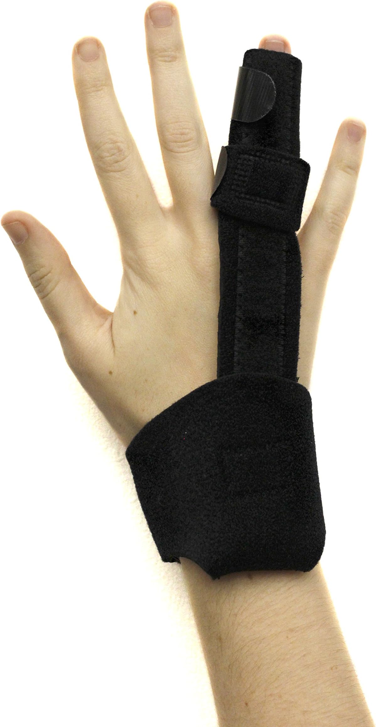 Adjustable Finger Splint Support Brace: Protective Immobilizer Cast with Wrist Wrap for Middle, Ring, Index or Pinky Finger - Arthritis, Tendonitis, Jammed Sprained or Broken Fingers Pain Relief