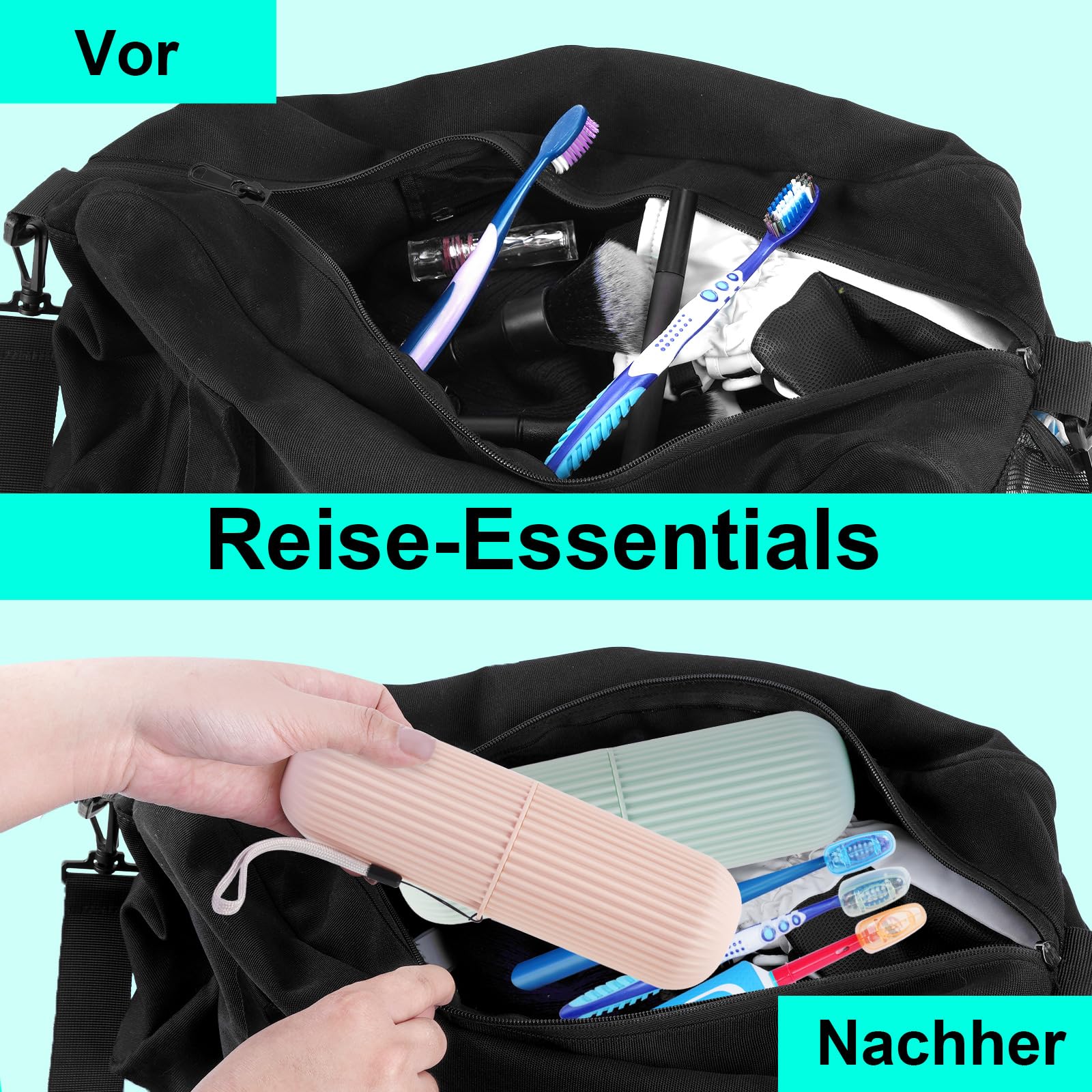 UCEC Astuccio per spazzolino da denti realizzato in materiale PP alimentare di alta qualità, ecologico e durevole., 4: rosa&verde&grigio&bianco + 5, 19.56 cm x 6 cm, Semplice