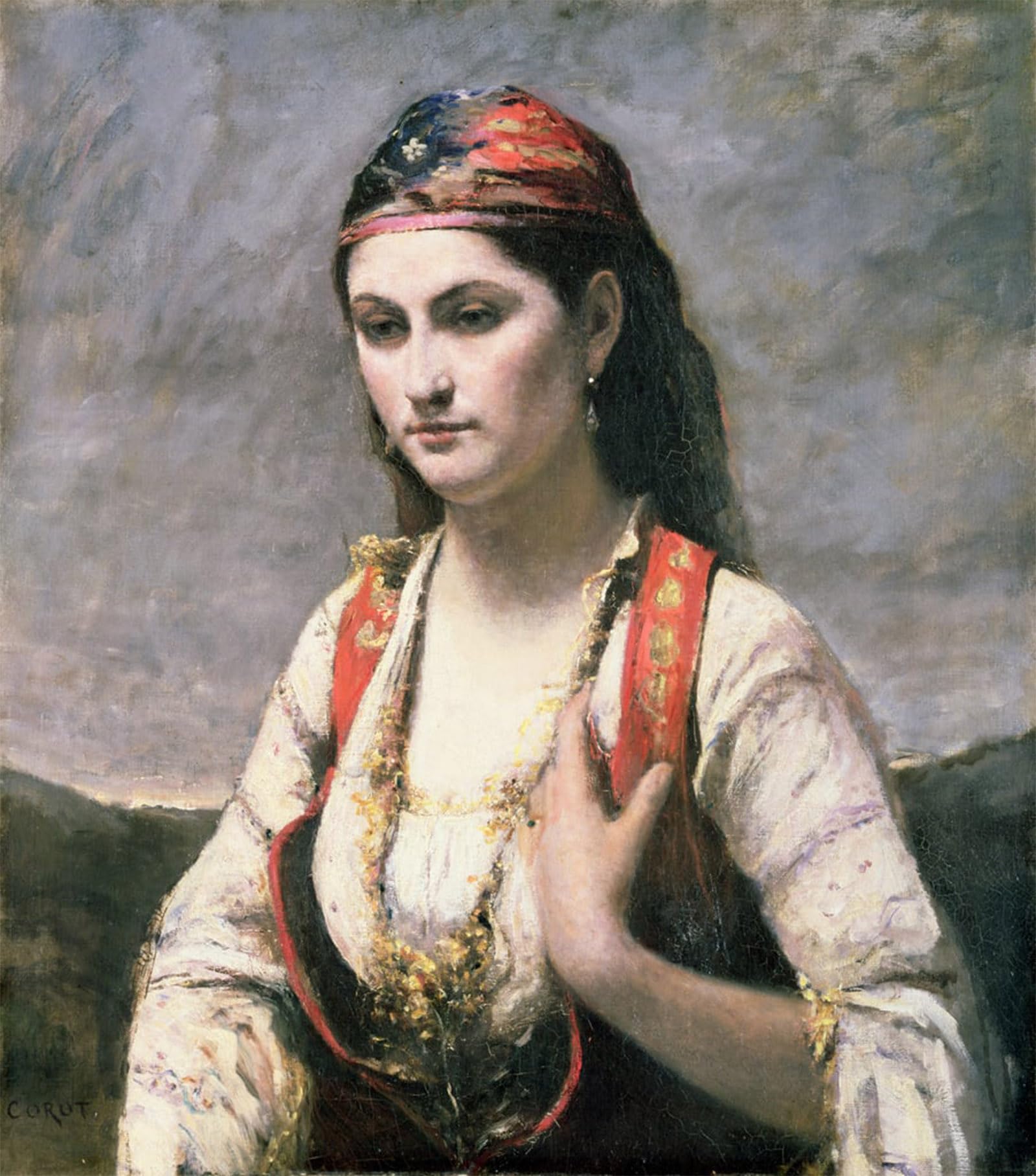 ARTXLXXBN Famous Painting Art Wall Decor Abstract Art Picture The Young Woman of Albano by Jean Baptiste Camille Corot Animal Pictures for Home Decor 60x90cm