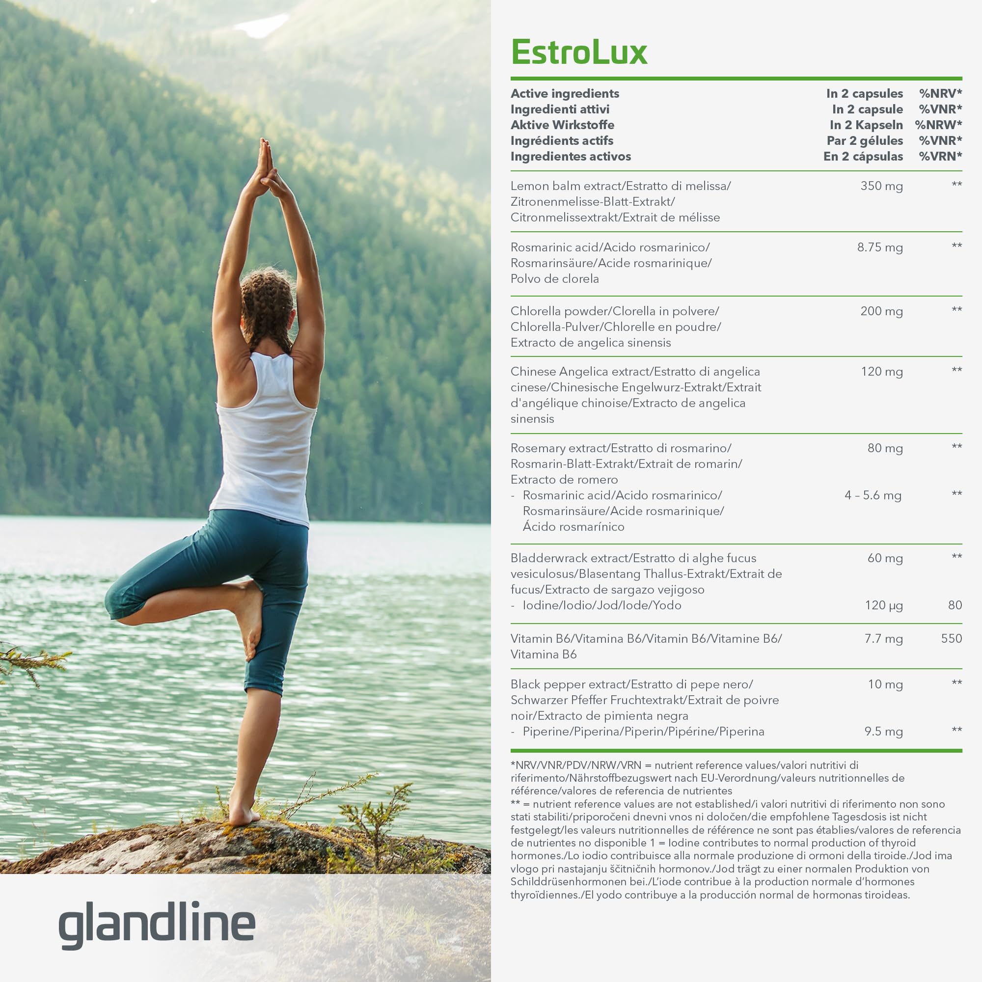 Sensilab Estrolux - Équilibre Hormonal Femme, 120 Gélules | Iode, Chlorella, Mélisse, Algues Brunes, la Vitamine B6 contribue à réguler l'Activité Hormonale
