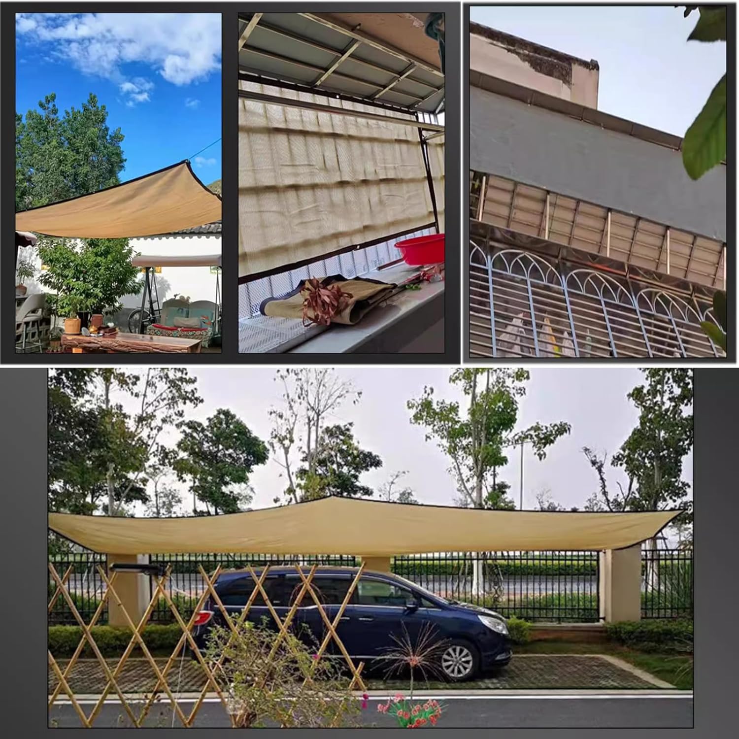 Shade Cloth with Grommets 2x2m, Shade Cloth Net, Sun Shade Sail, Rectangle Canopy Awning Shelter Fabric Cloth Screen for Outdoor Patio Garden Backyard Activities