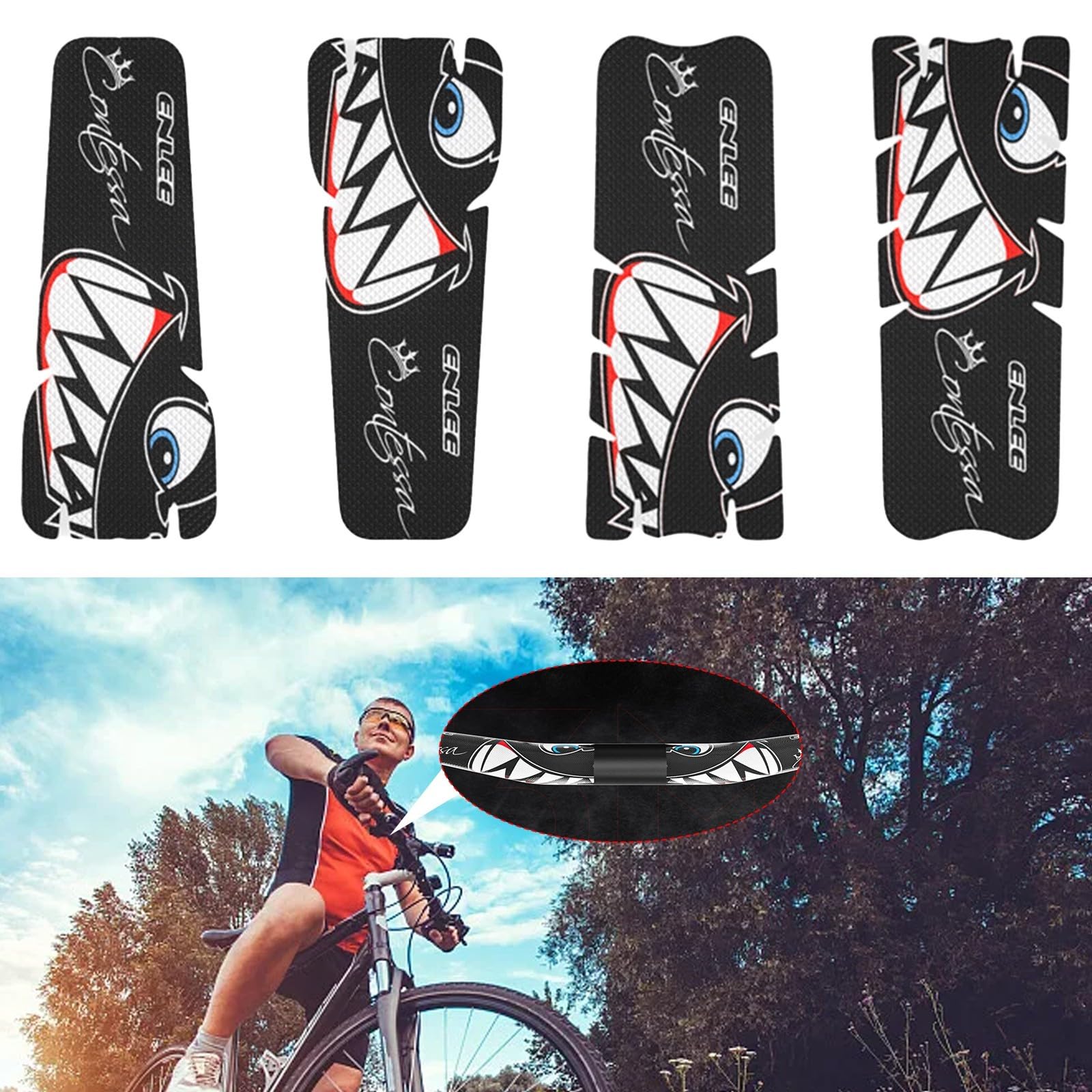 Autocollant De Protection Pour Guidon De Vélo - PVC 3D - Anti-Rayures - Facile à Poser - Noir/Blanc - Adapté à Tous Vélos