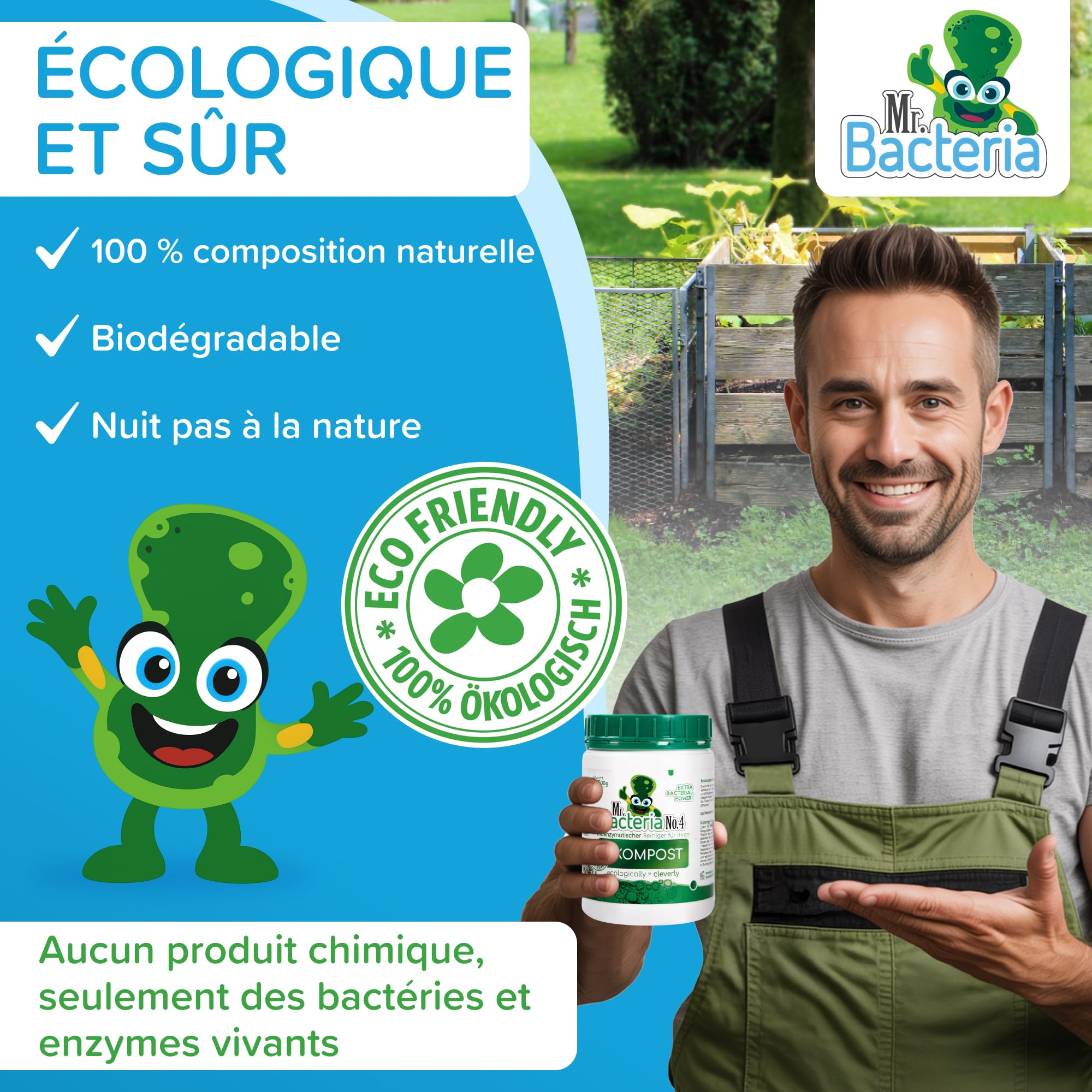 Mr. Bacteria No. 4 Nettoyant enzymatique pour Votre Compost, Activateur de Compost 500 g - 1 pièce