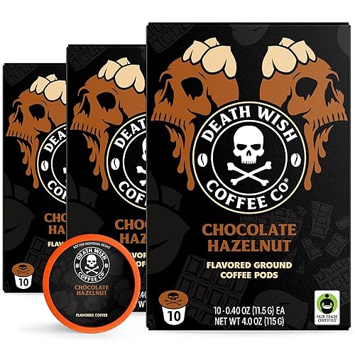 Death Wish Coffee - Cápsulas individuales - Cápsulas de café tostado oscuro, fabricadas con certificado orgánico USDA, extra de cafeína (chocolate