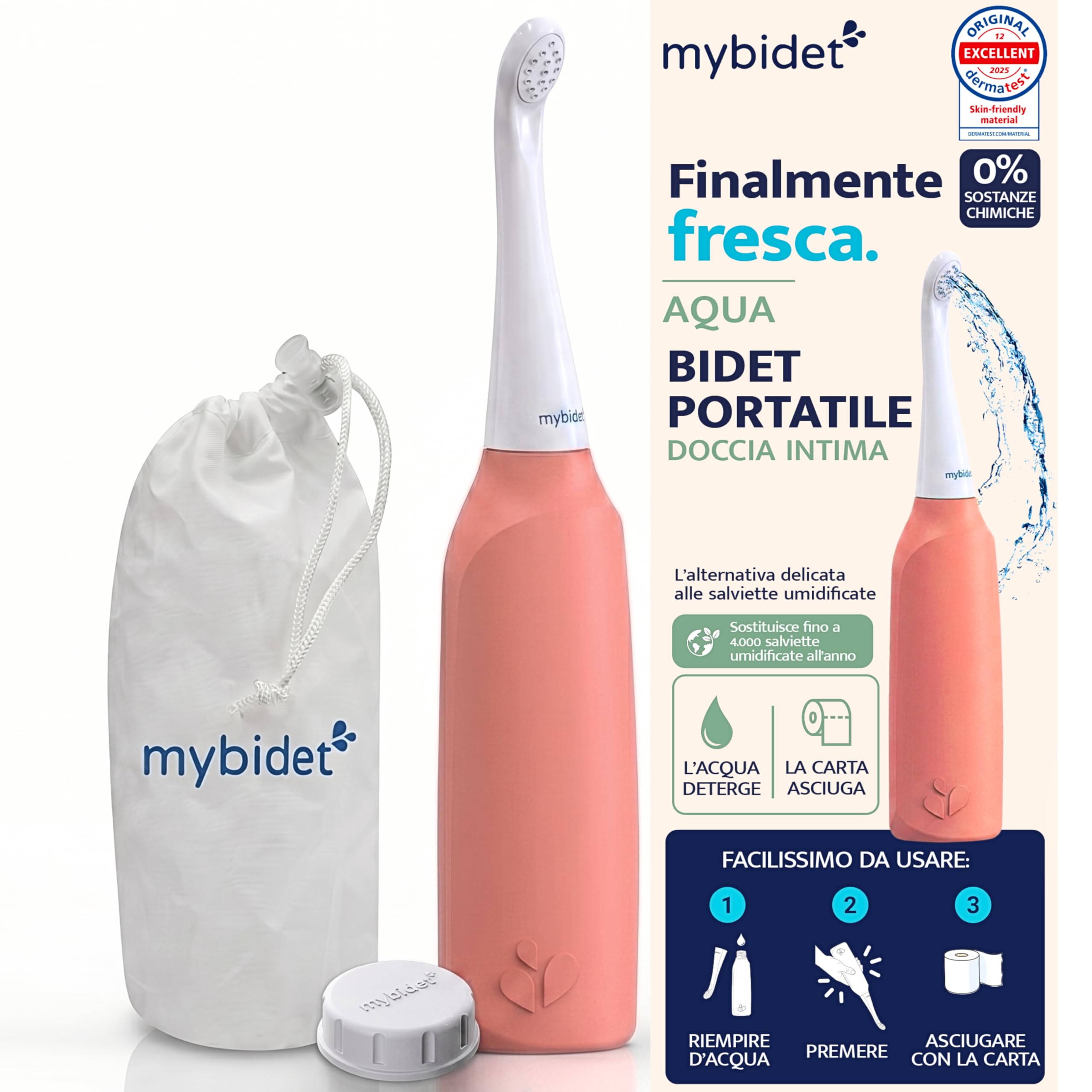 Doccia intima per glutei, risparmia 4000 salviette umidificate, 0% chimica, 100% acqua, per casa e in viaggio, senza batterie e connessioni, sostenibile