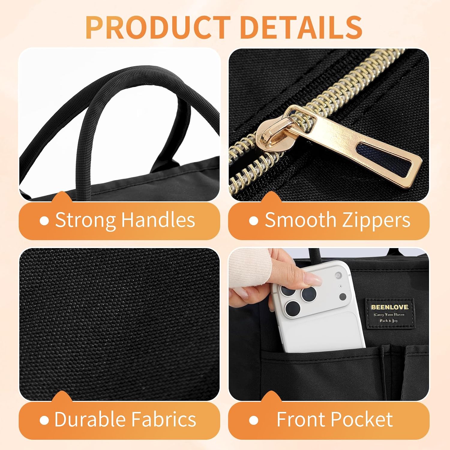 Lunch Bag for Women & Men Insulated,Large Capacity Leakproof Cooler Bag with Pockets,Lunch Box for Work Picnic,Black