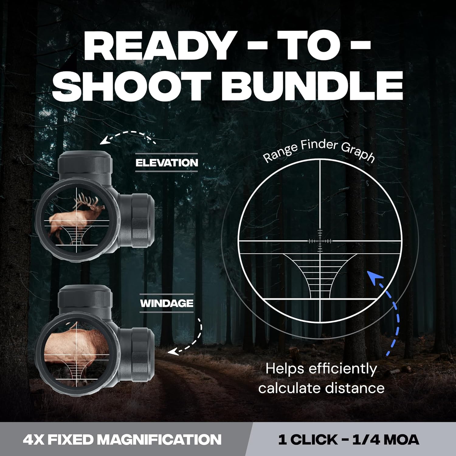 BALLISTA Crossbow Hunting Kit – 4x32 Scope, 16" Sting Carbon Bolts, 100gr Broadheads, Lighted Nocks, 4-Arrow Picatinny Quiver