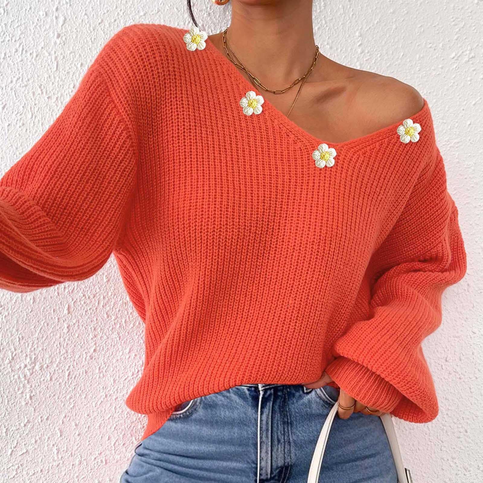Maglione Donna Scollo a V Oversize Maglia con Stampa Casual Elegante | Linea ampia e comoda, tessuto piacevole al tatto, stile senza tempo e comfort quotidiano, abbinamenti facili da ufficio.