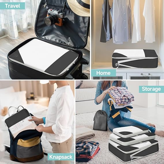 Compression Packing Cubes 10 Sets,Travel Luggage Packing Organizers Extensible Suitcase Organiser Bags Set for Travel Essentials Bag or Home Storage